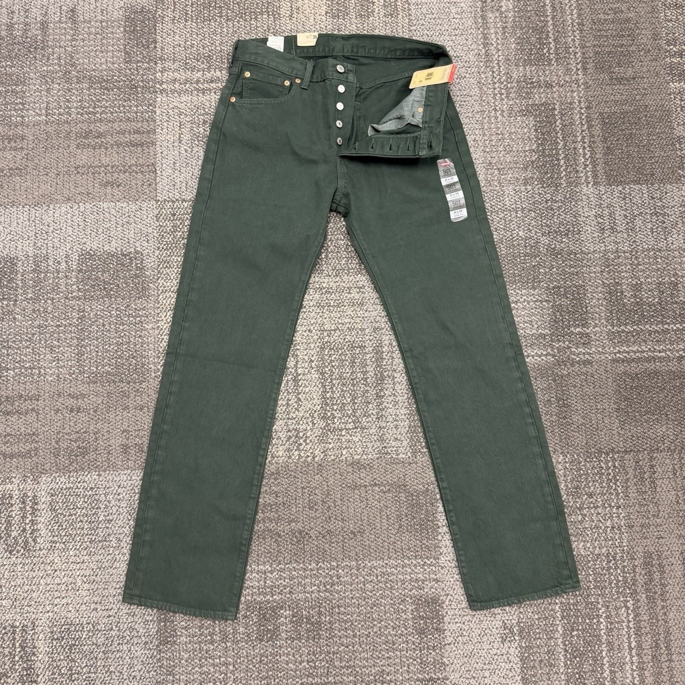 Levi's 501 Mens Original Fit Stretch‎ Straight Leg Jeans Button Fly Green  31X32